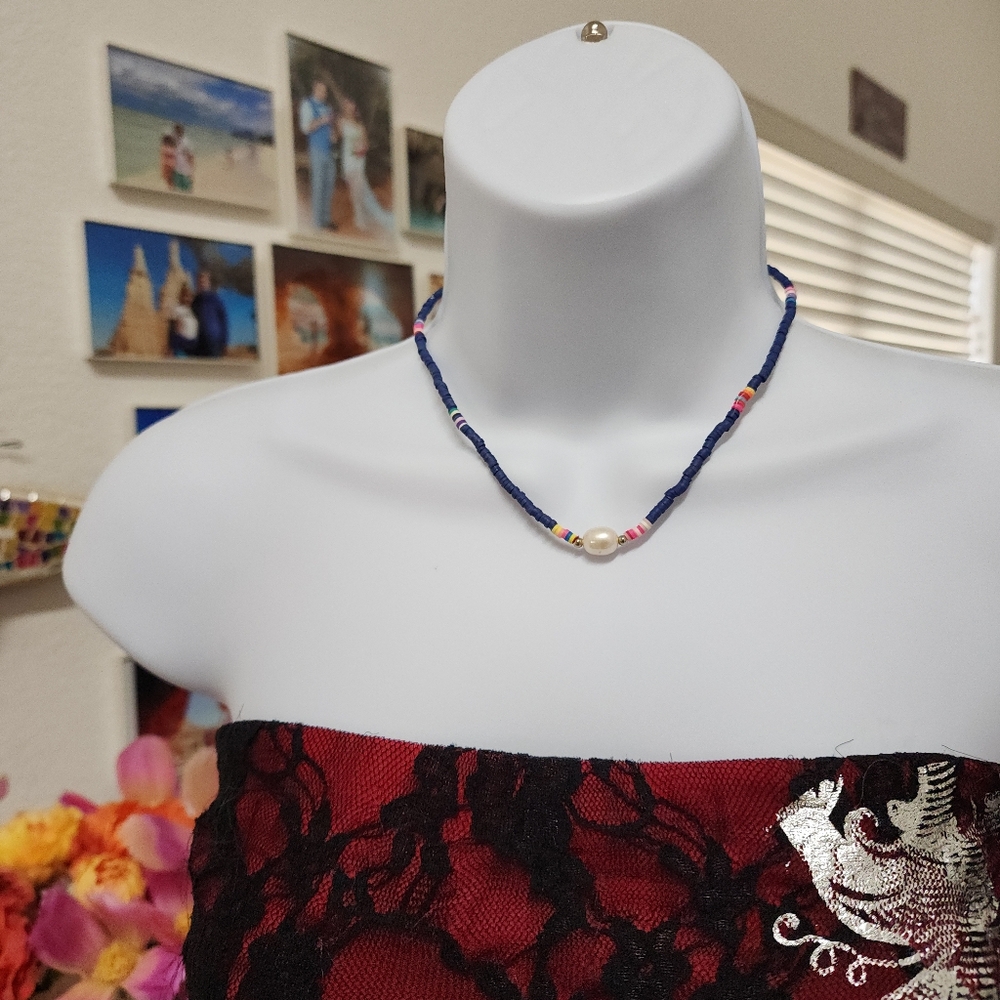 Fresh water pearl and beads necklace